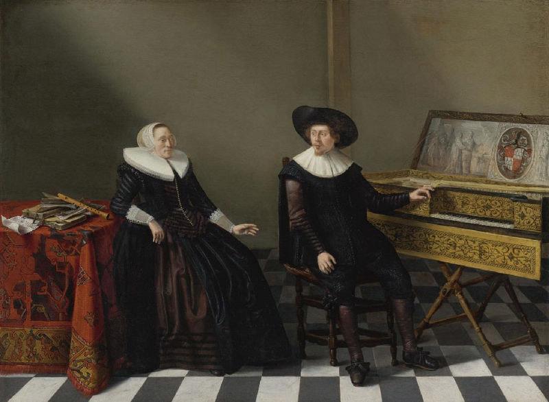 unknow artist Marriage Portrait of a Husband and Wife of the Lossy de Warine Family, oil on panel painting by Gerard Donck oil painting image